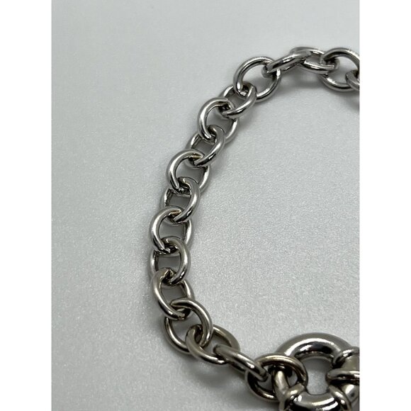 925 STERLING SILVER  PINK TOPAZ HEART BRACELET - Picture 5 of 7